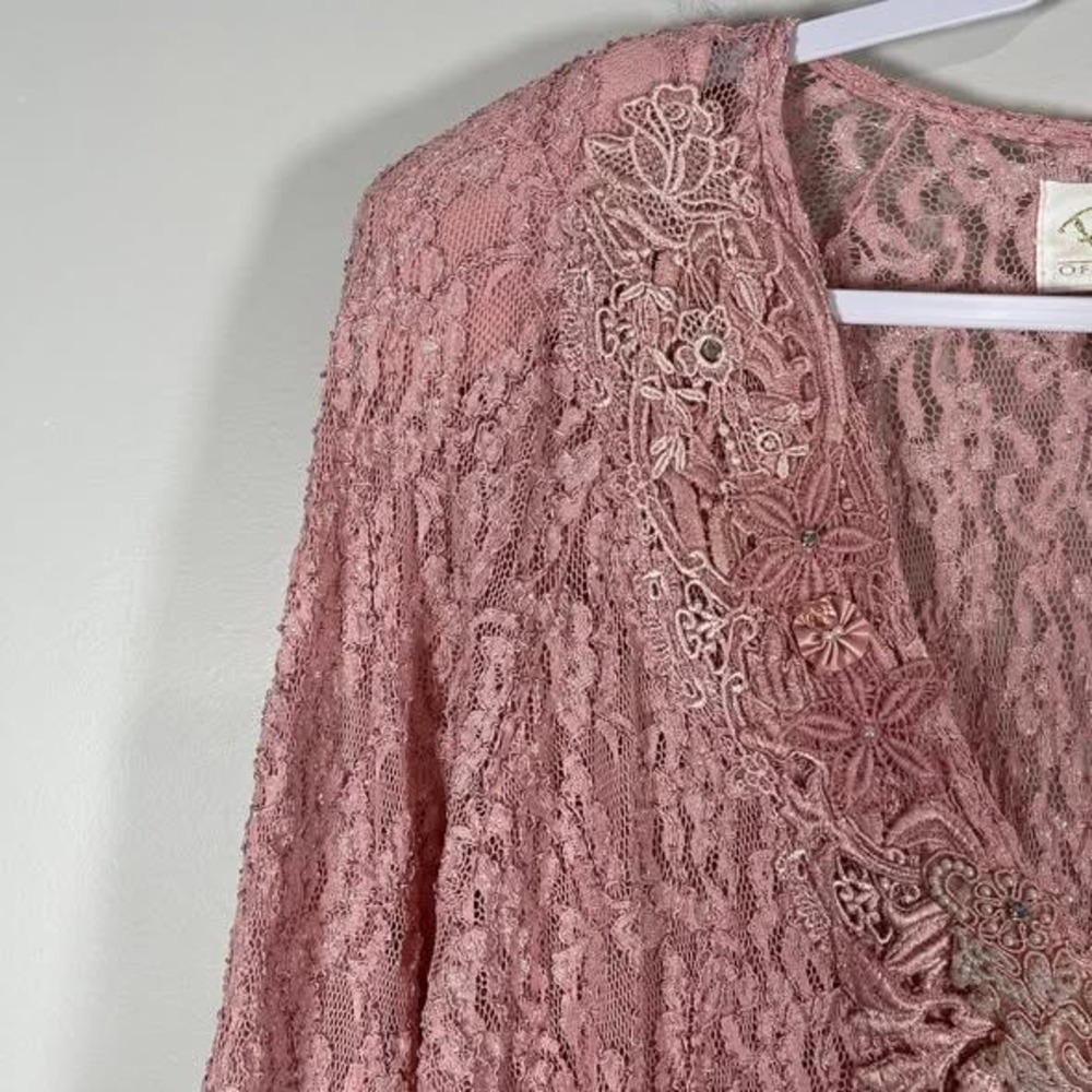 VTG Phun Shirts California Lace Tunic Top Mauve Pink Fairycore Romantic Cherub - Picture 3 of 6